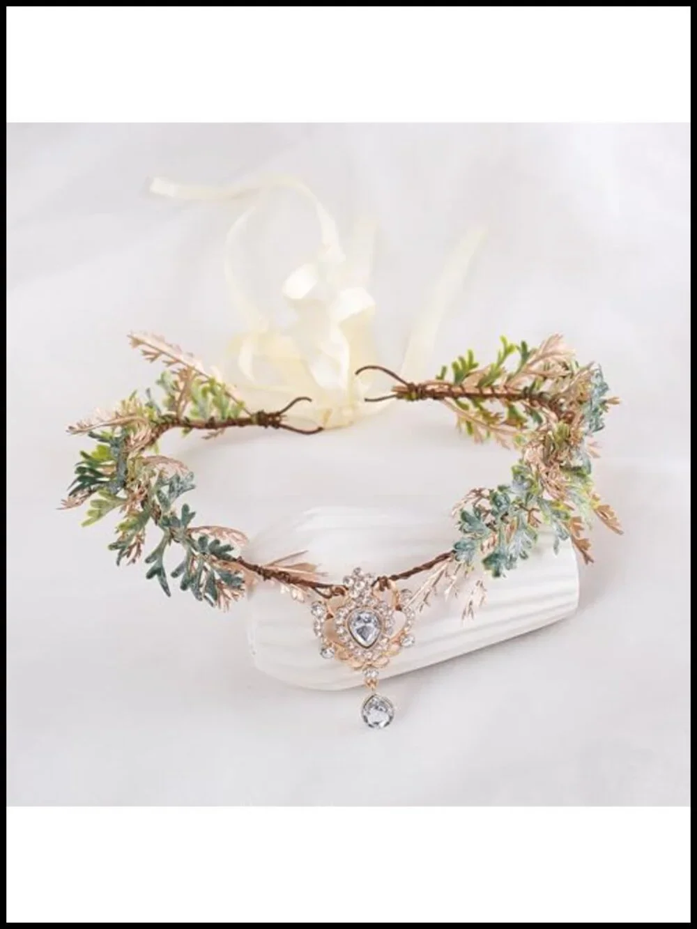 Handmade Golden Fairy Crown Elven Headpiece Woodland Headband Wire Rhinestone